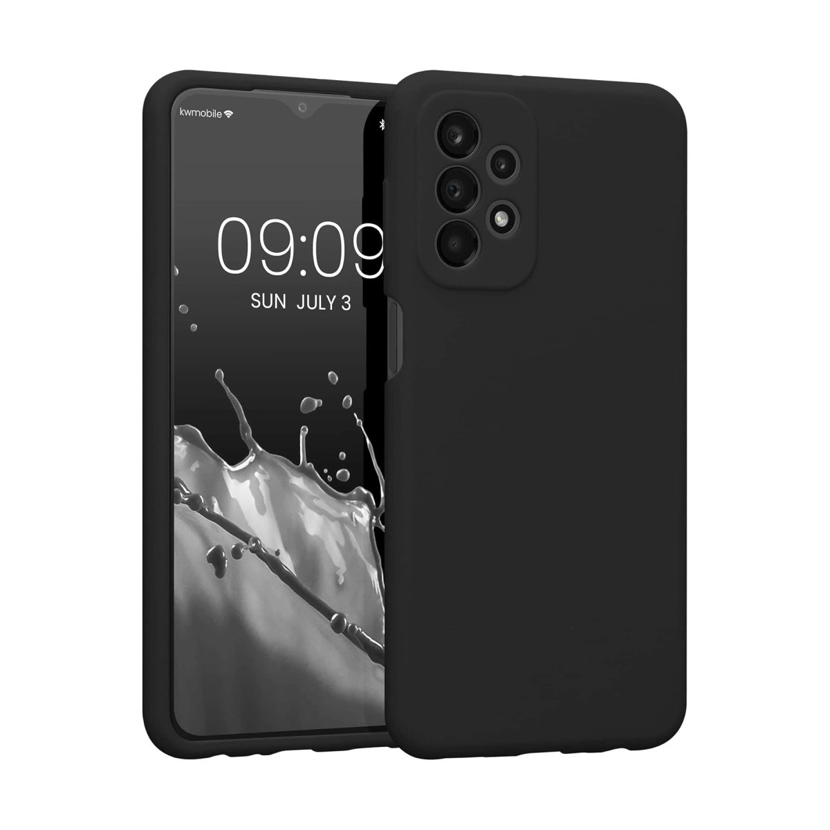 Kılıflı siyah akıllı telefon. Ekranda 09:09 gösteriliyor.