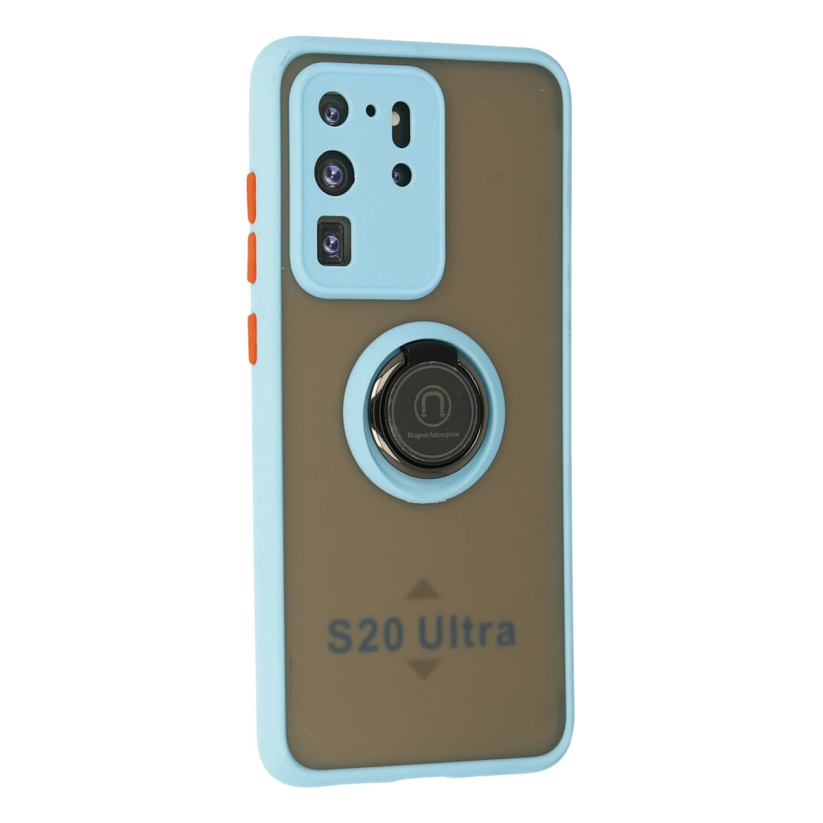 NEWFACE Samsung Galaxy S20 Ultra Uyumlu Montreal Yüzüklü Silikon Kapak Telefon Kılıfı Buz Mavi