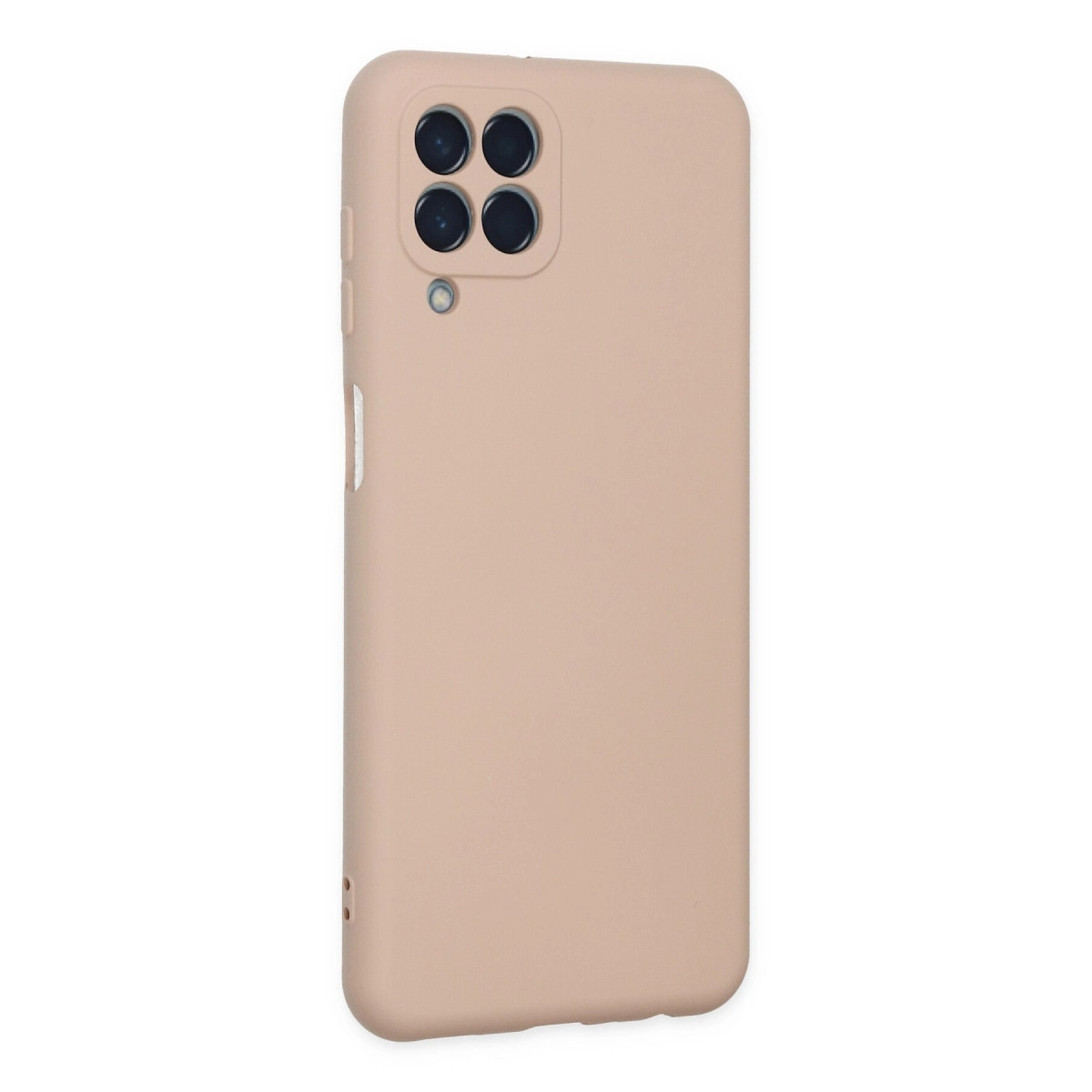 Dört kamera lensli ve flaşlı şeftali rengi telefon kılıfı.