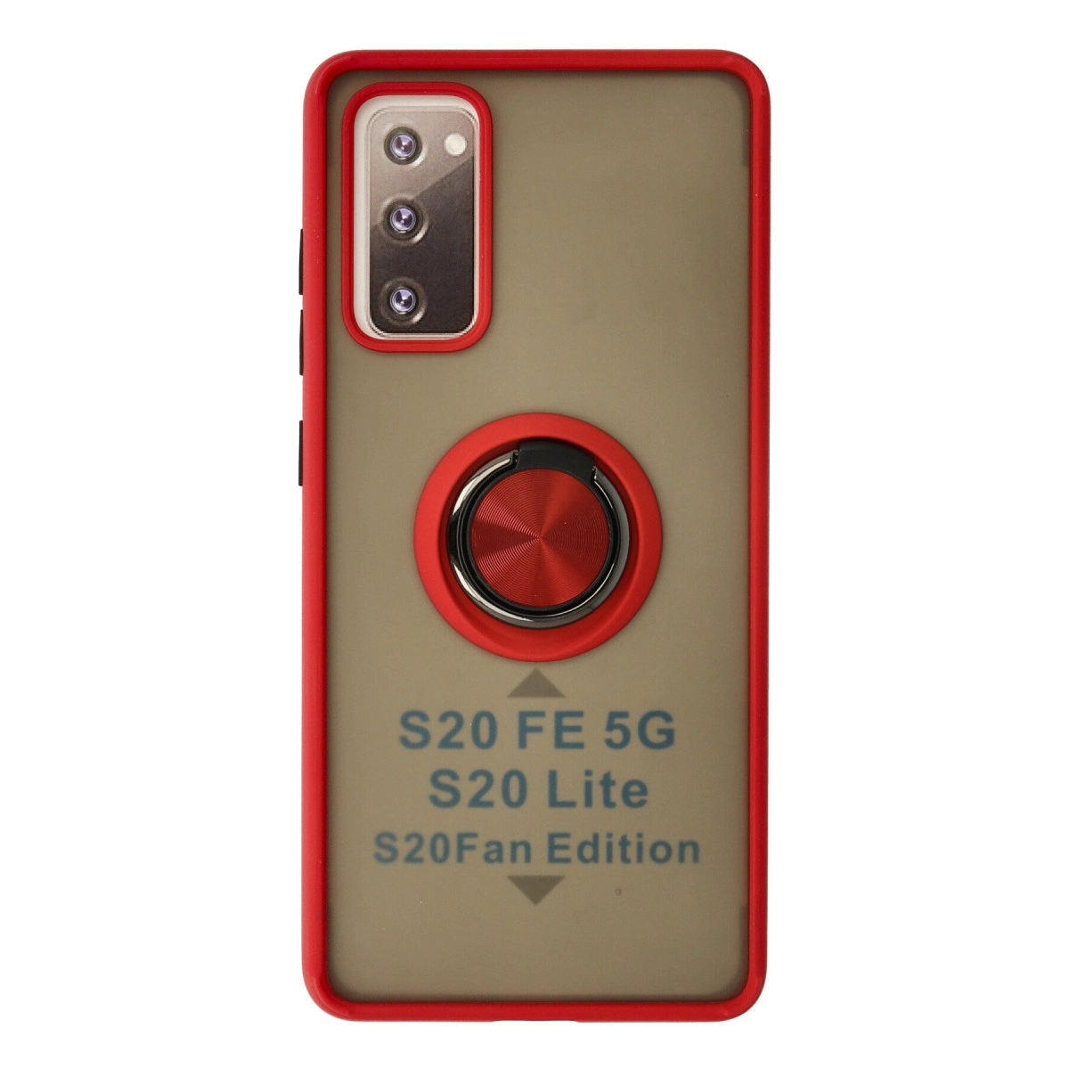 Samsung S20 FE 5G, S20 Lite için halka tutuculu kırmızı telefon kılıfı.