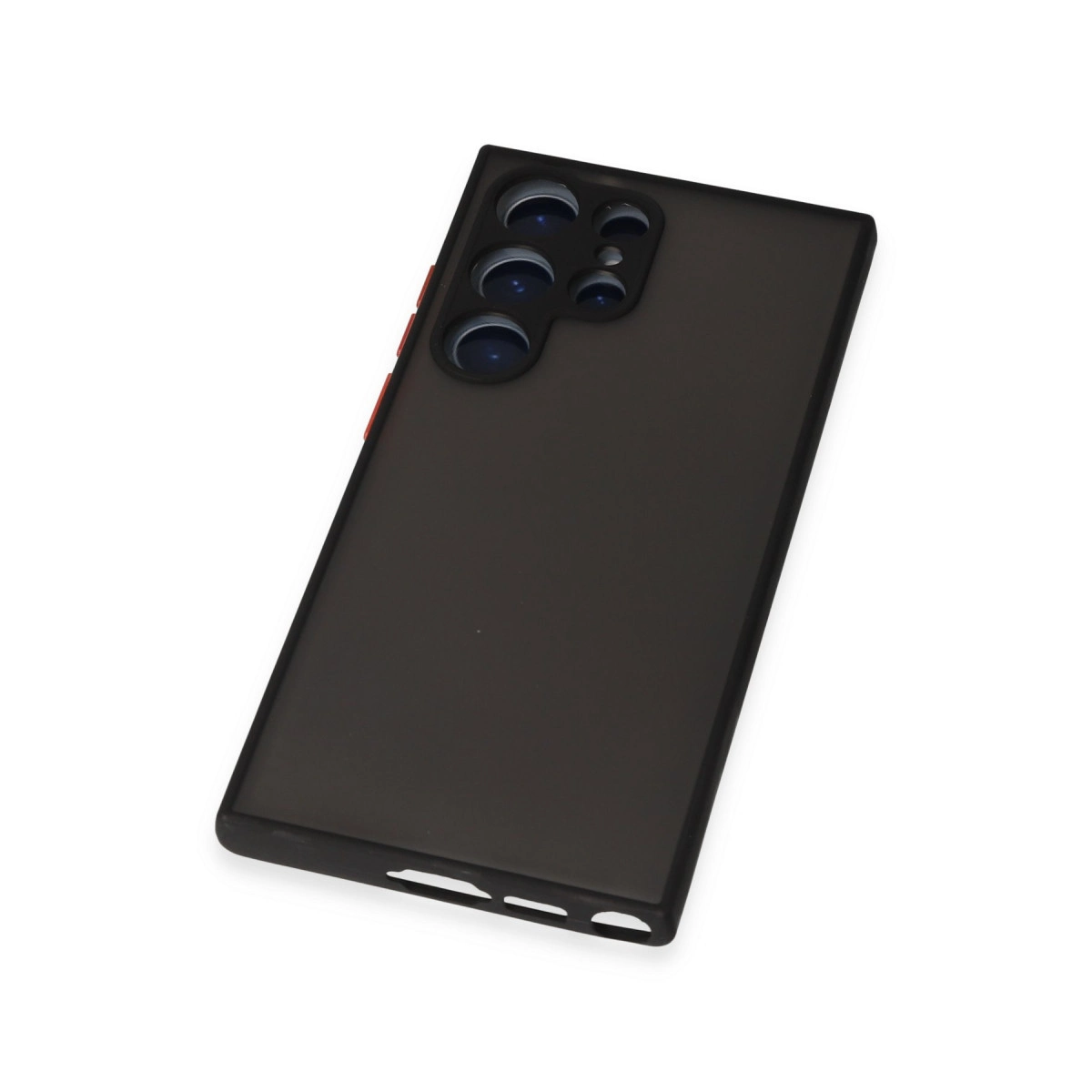 Altı lensli kamera modülüne sahip koyu gri telefon kılıfı.