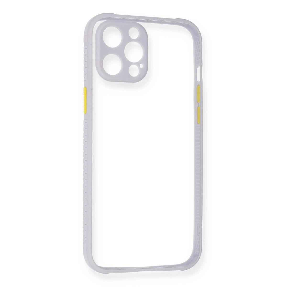 NEWFACE iPhone 12 Pro Max Uyumlu Miami Şeffaf Silikon Telefon Kılıfı Lila