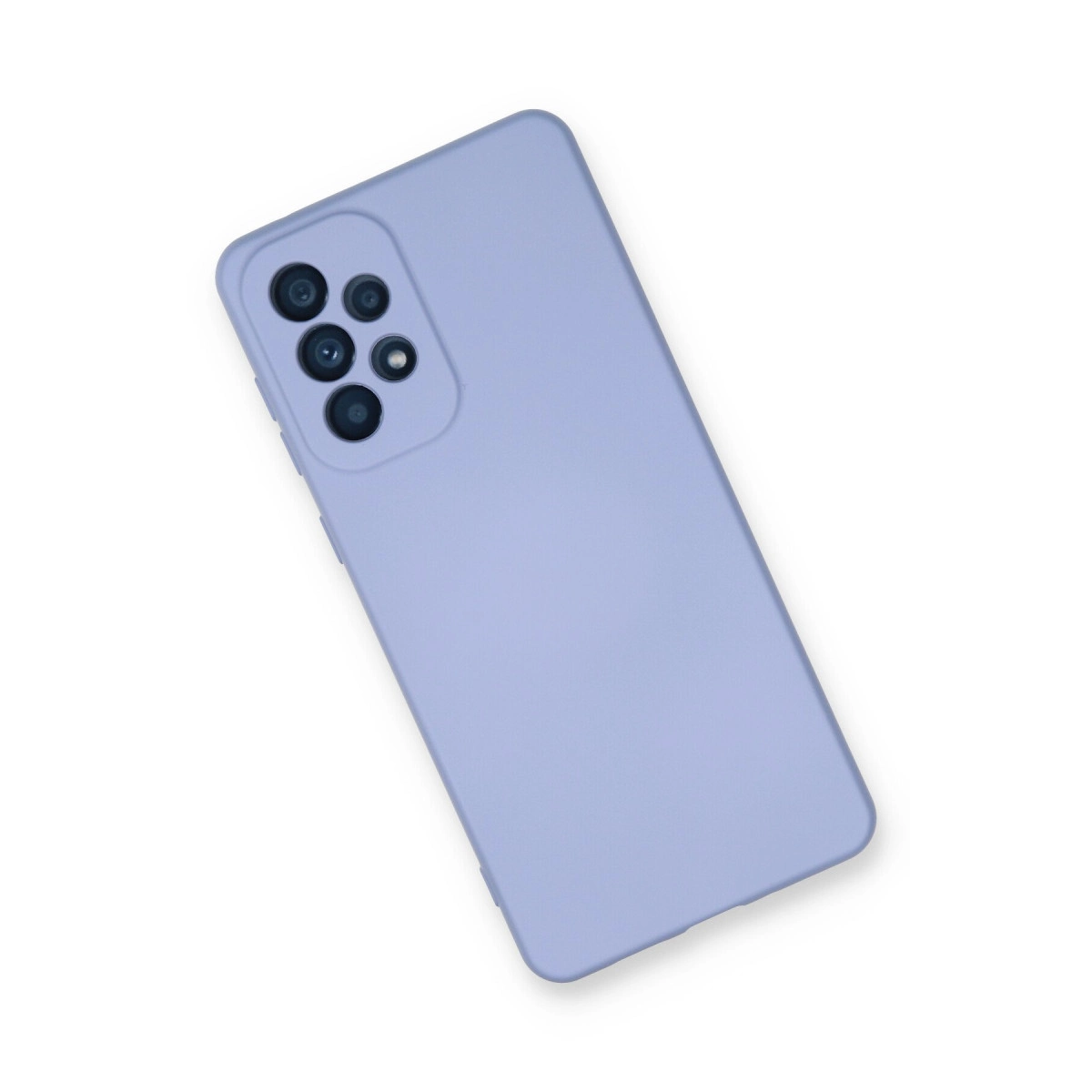 Beyaz arka plan üzerinde kamera modüllü mor telefon kılıfı.