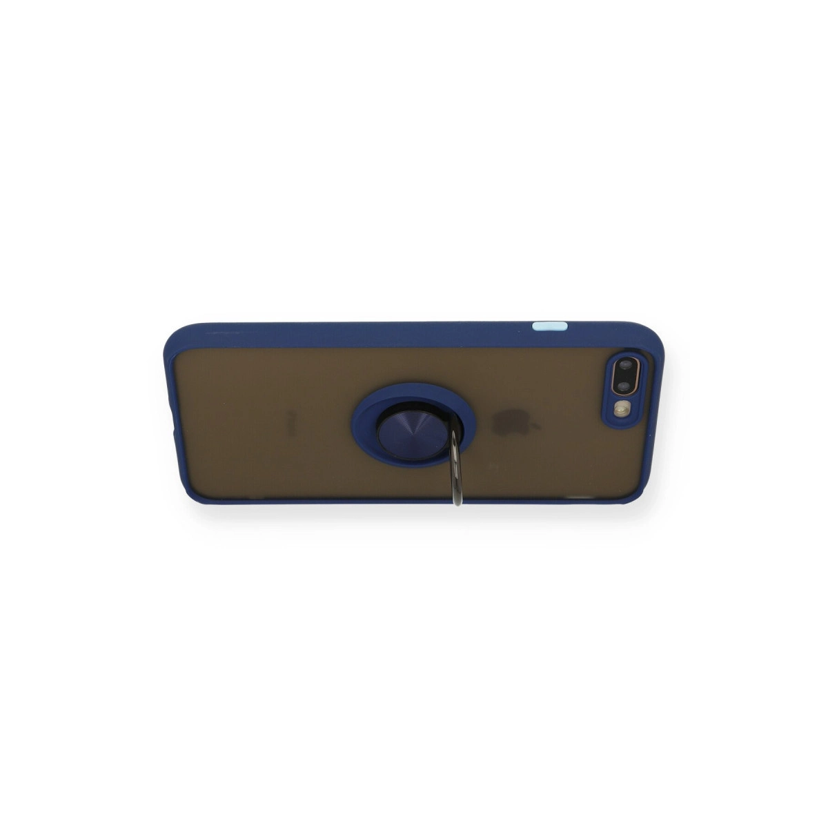 Arkada halka tutuculu koyu mavi telefon kılıfı.