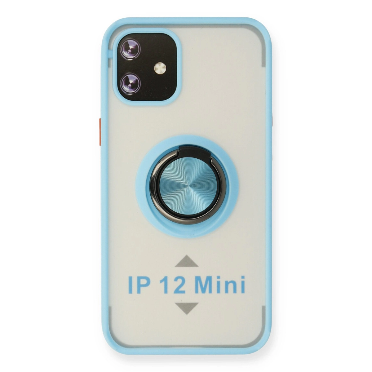 Halka tutuculu açık mavi kenarlı iPhone 12 Mini kılıfı.