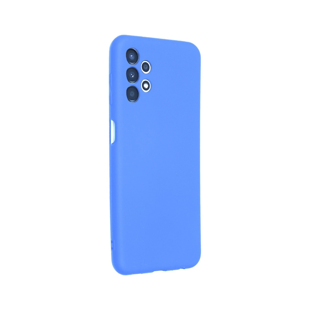 Üç kamera lensli ve iki dairesi olan mavi telefon kılıfı.