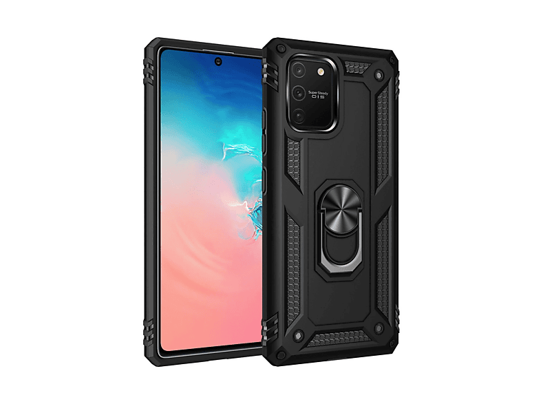 NEWFACE Samsung Galaxy A91 / S10 Lite Uyumlu Sofya Yüzüklü Silikon Kapak Telefon Kılıfı Siyah
