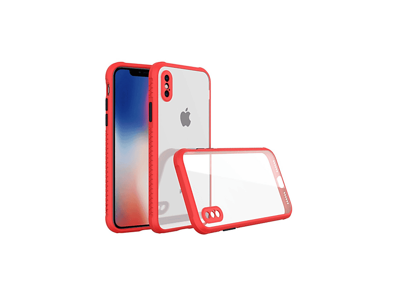 NEWFACE iPhone XS Max Uyumlu Miami Şeffaf Silikon Telefon Kılıfı Kırmızı