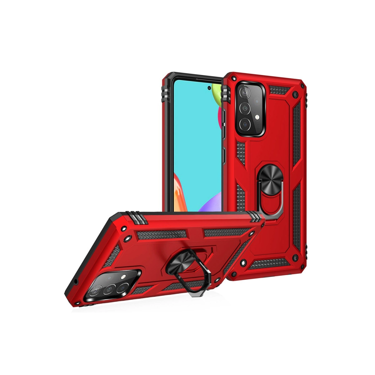 NEWFACE Samsung Galaxy A52 Uyumlu Sofya Yüzüklü Silikon Kapak Telefon Kılıfı Kırmızı