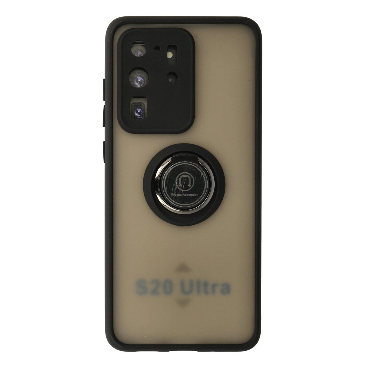 Halka tutuculu ve kamera modüllü bej akıllı telefon kılıfı.