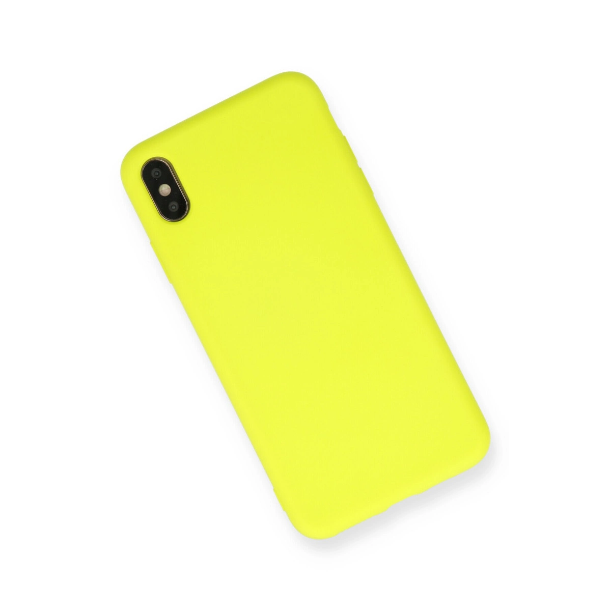Parlak sarı telefon kılıfı beyaz arka planda.