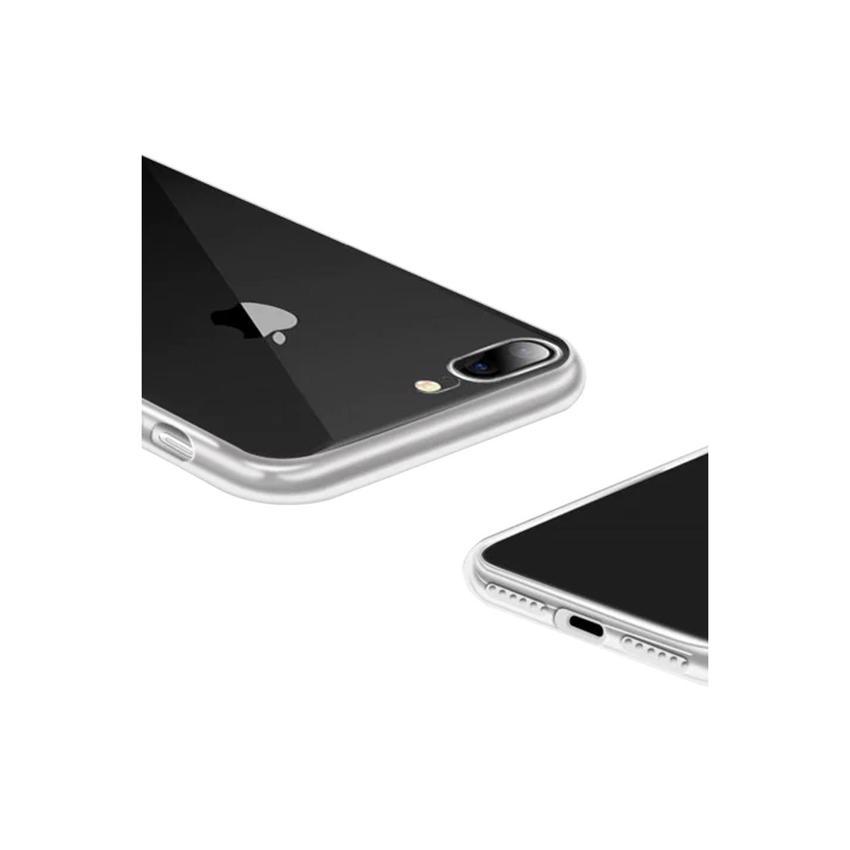 Gümüş kenarlı siyah bir iPhone beyaz yüzeyde yatıyor.