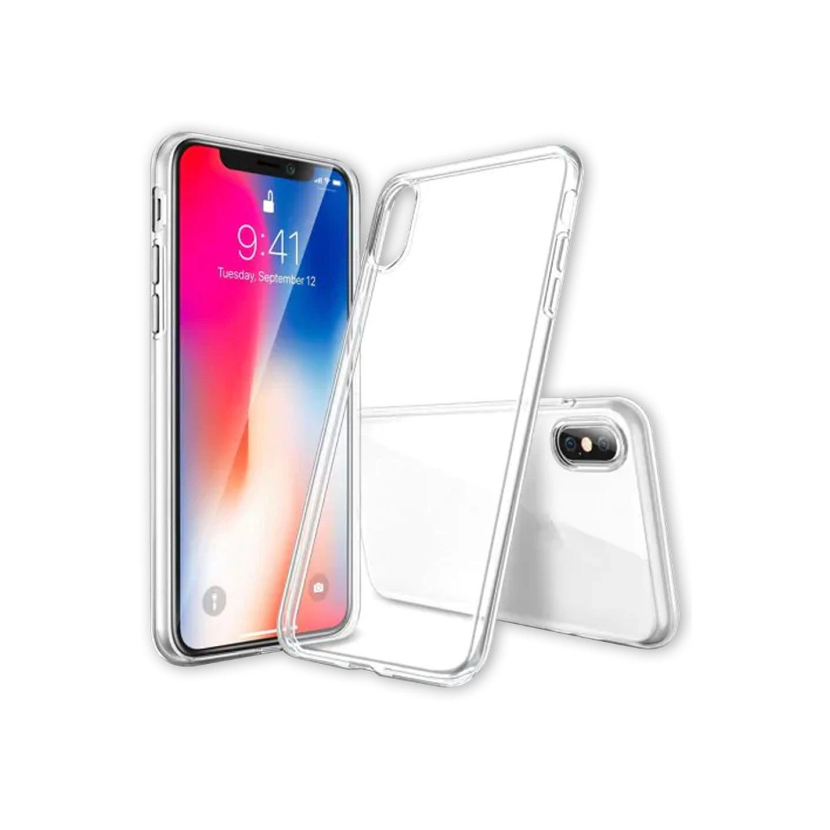 Şeffaf telefon kılıfı bir akıllı telefonun yanında duruyor.