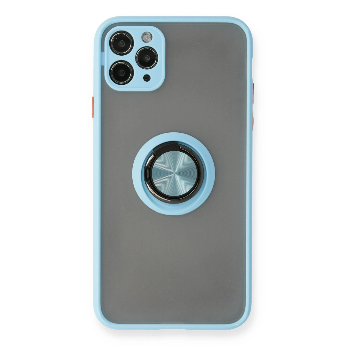 NEWFACE iPhone 11 Pro Max Uyumlu Montreal Yüzüklü Silikon Kapak Telefon Kılıfı Buz Mavi