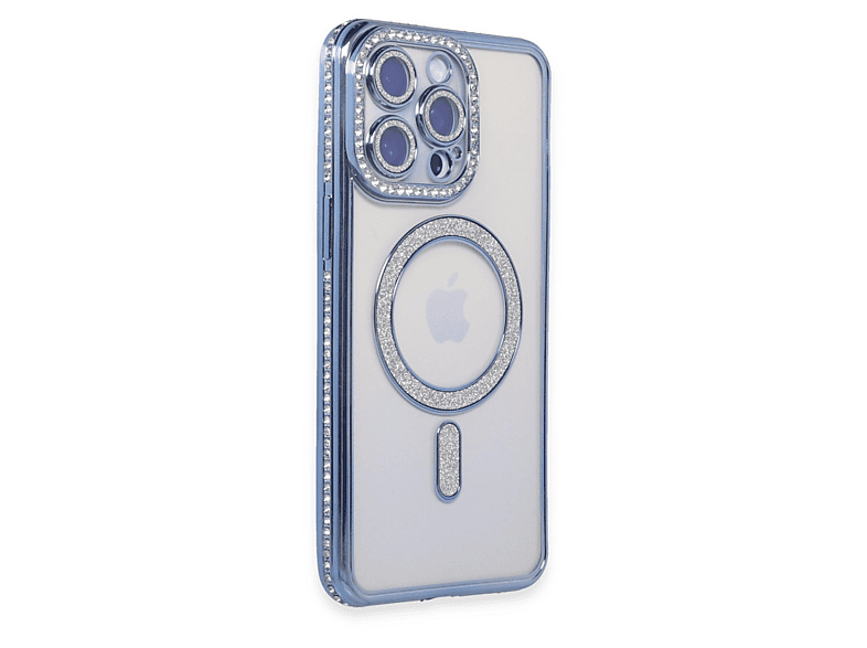 NEWFACE iPhone 15 Pro Uyumlu Joke Simli Magneticsafe Kılıf Telefon Kılıfı Mavi