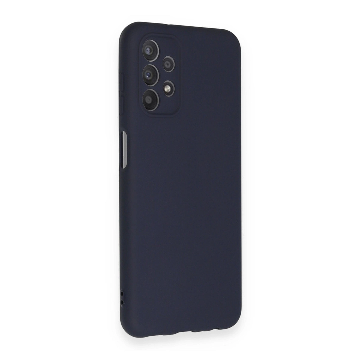 Arkada dört kamerası olan lacivert telefon kılıfı.