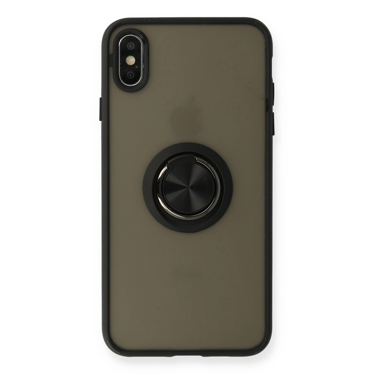 NEWFACE iPhone XS Max Uyumlu Montreal Yüzüklü Silikon Kapak Telefon Kılıfı Siyah