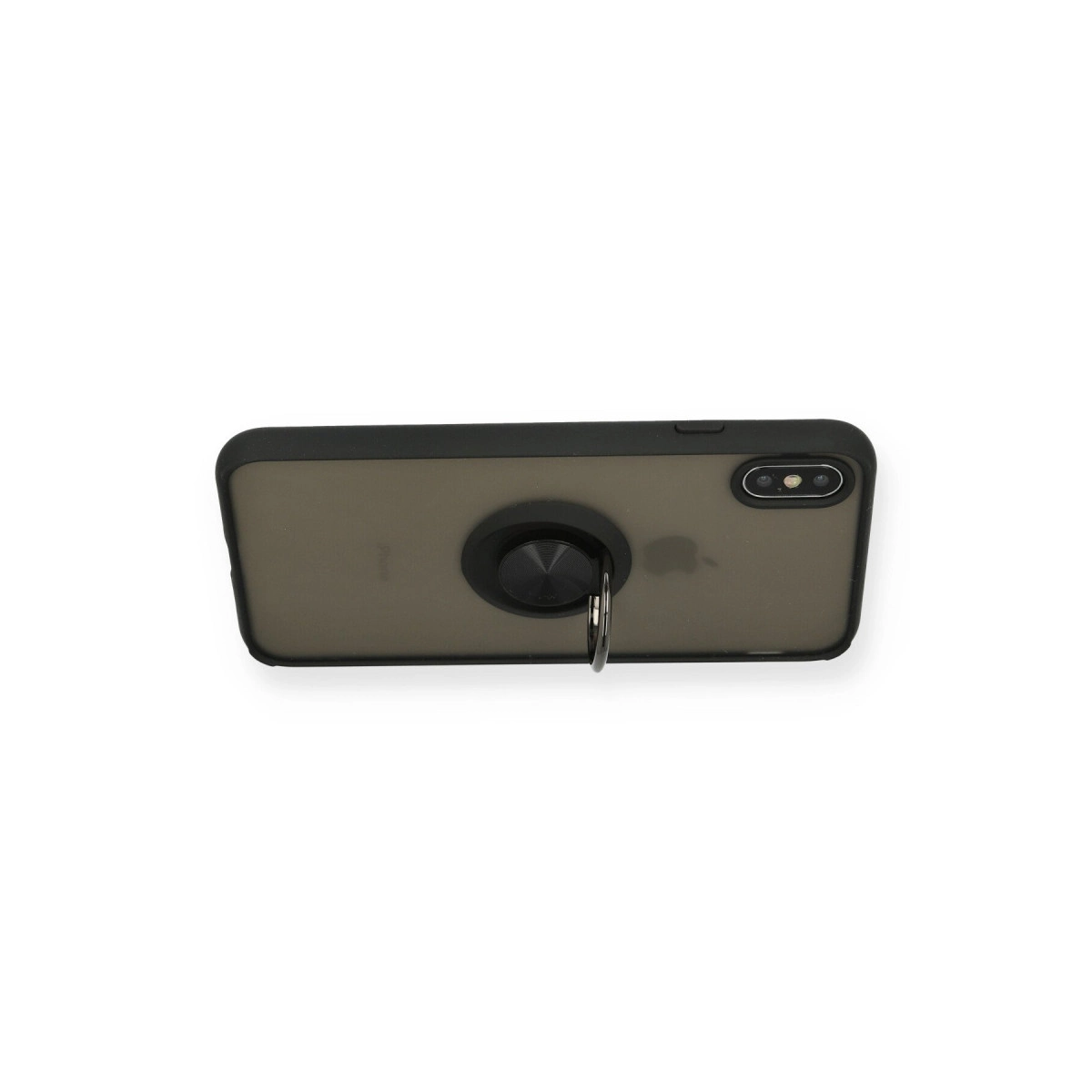 NEWFACE iPhone XS Max Uyumlu Montreal Yüzüklü Silikon Kapak Telefon Kılıfı Siyah