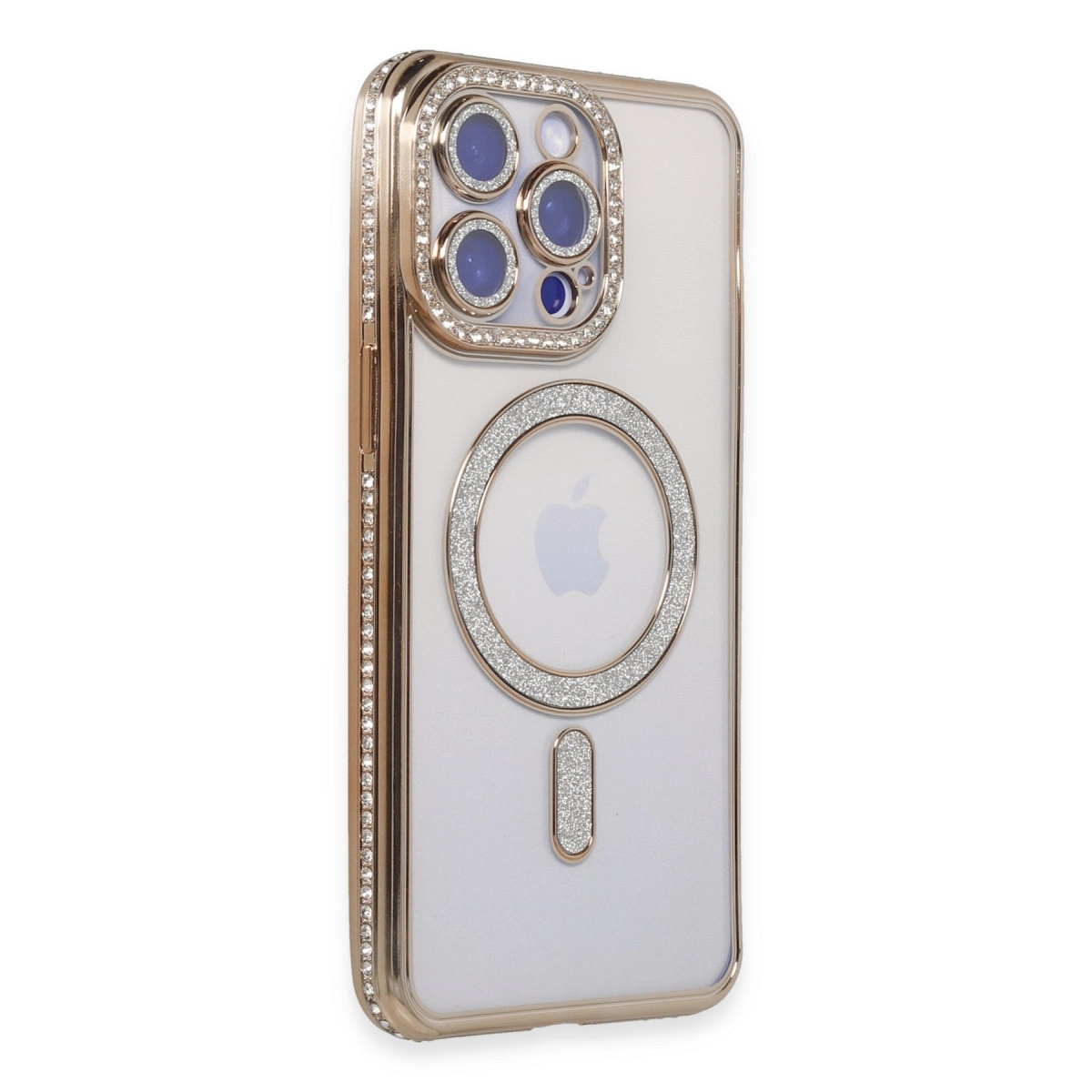 NEWFACE iPhone 14 Pro Uyumlu Joke Simli Magneticsafe Kılıf Telefon Kılıfı Gold