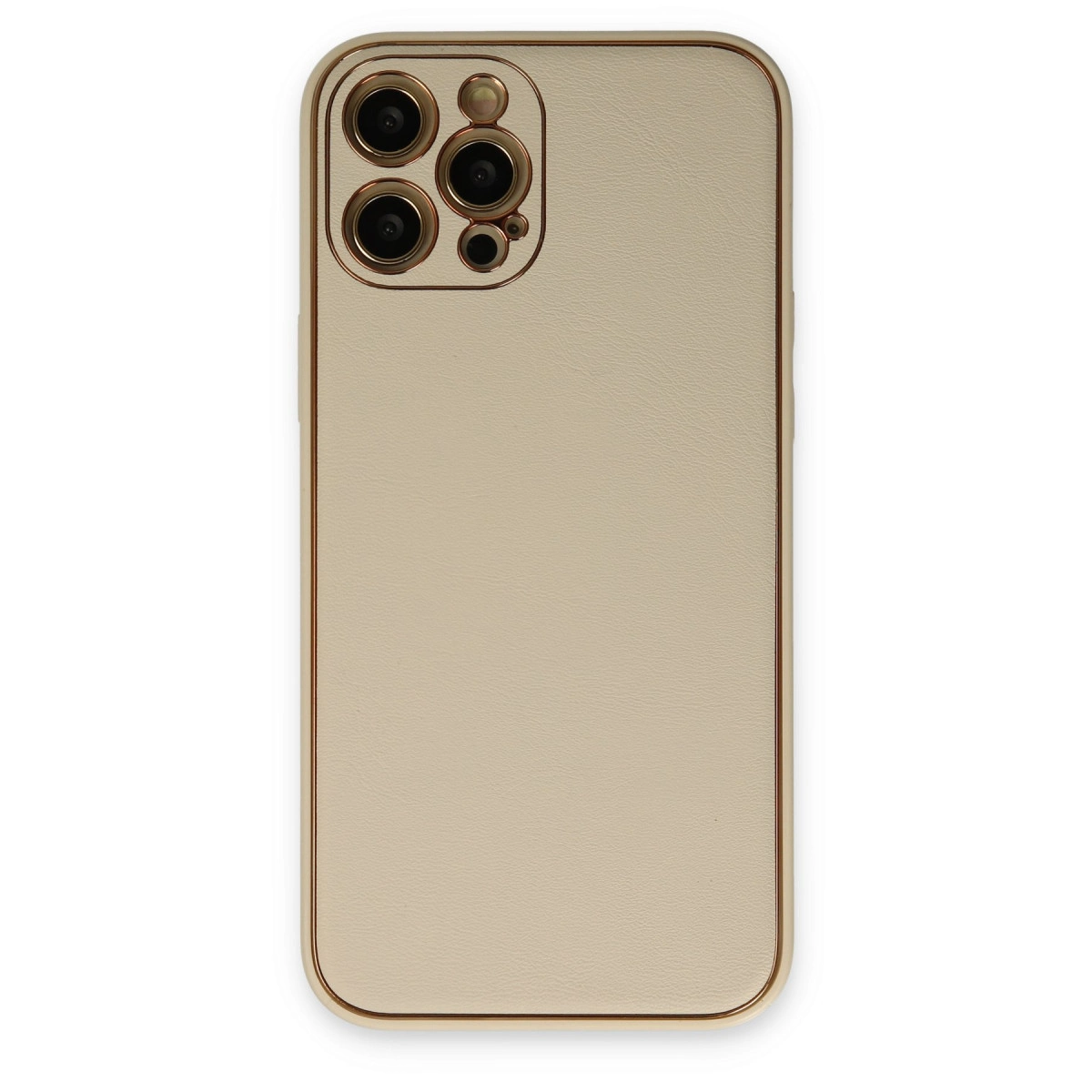 NEWFACE iPhone 12 Pro Uyumlu Coco Deri Silikon Kapak Telefon Kılıfı Gold