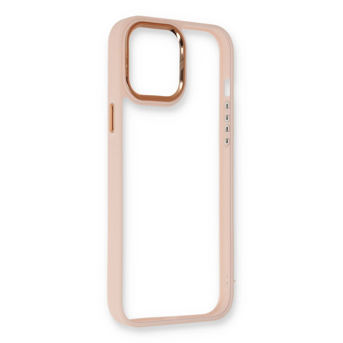 Rose altın süslemeli soluk pembe telefon kılıfı.
