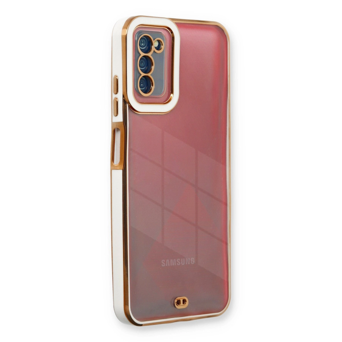 NEWFACE Samsung Galaxy A03S Uyumlu Liva Lens Silikon Telefon Kılıfı Beyaz
