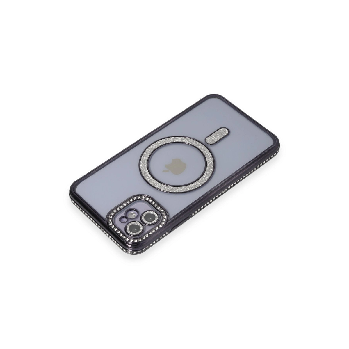 Mıknatıslı halka ve kamera korumalı ışıltılı iPhone kılıfı.