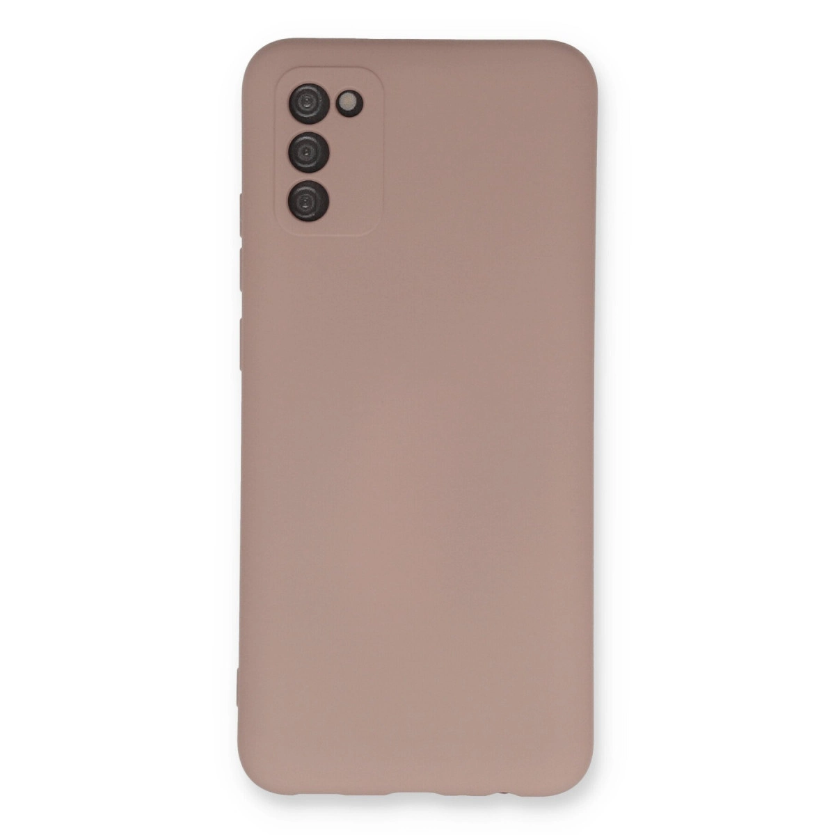 Üç kamera lensi ve flaşlı tozlu pembe telefon kılıfı.
