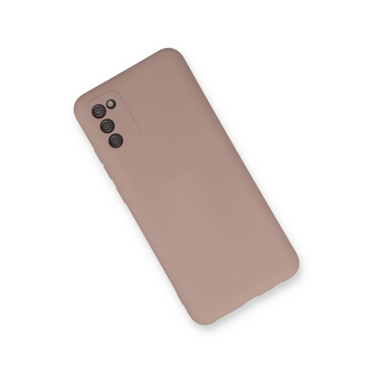 Arkada üçlü kamera düzenine sahip, taupe rengi telefon kılıfı.