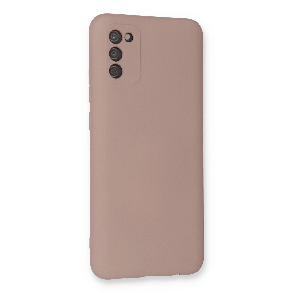 Üç kamera lensli tozlu gül rengi telefon kılıfı.