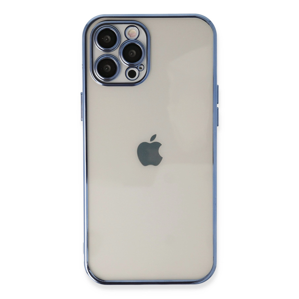 NEWFACE iPhone 12 Pro Uyumlu Kamera Korumalı Lensli Silikon Telefon Kılıfı Açık Mavi
