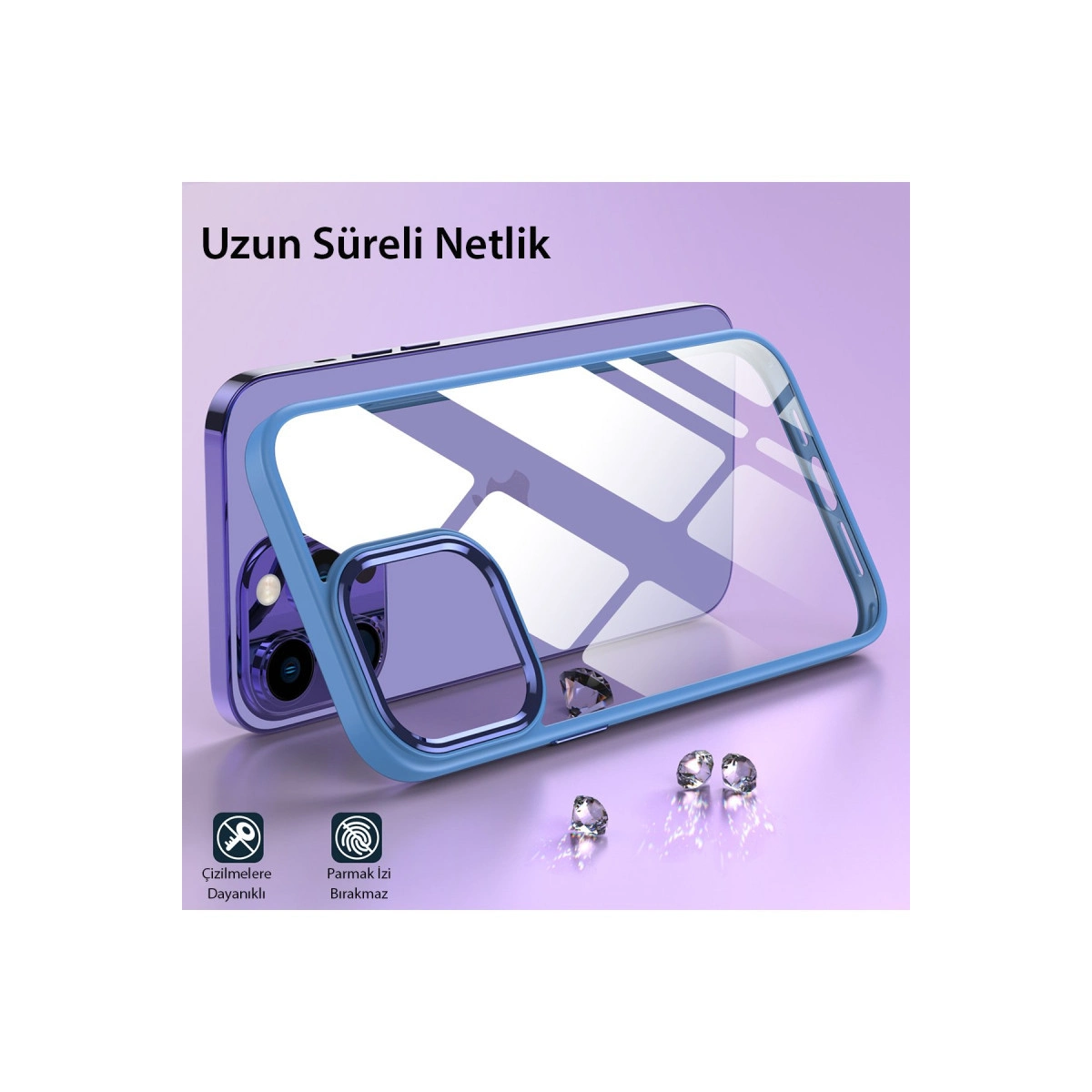 NEWFACE iPhone 14 Pro Max Uyumlu Power Silikon Telefon Kılıfı Mavi