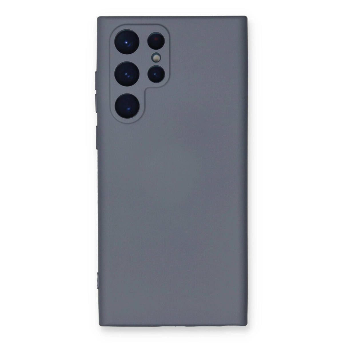 Arkada çoklu kamera lensli gri telefon kılıfı.