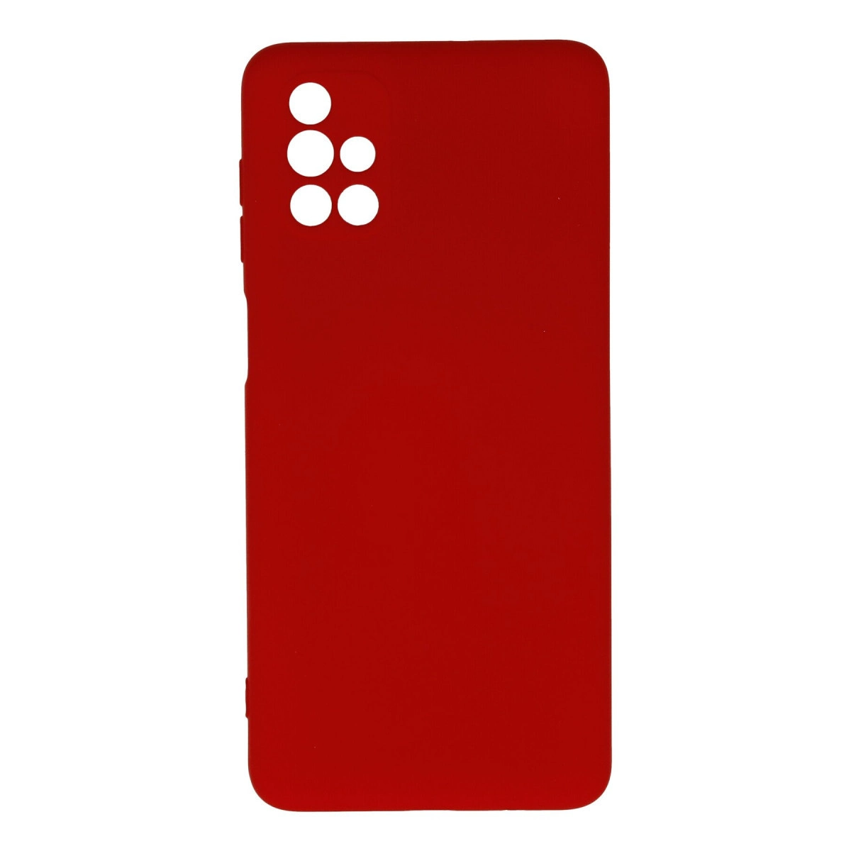 Kamera ve düğmeler için kesikleri olan kırmızı telefon kılıfı.