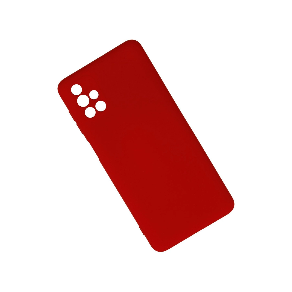 Kameranın yuvarlak kesiklerine sahip kırmızı cep telefonu kılıfı.
