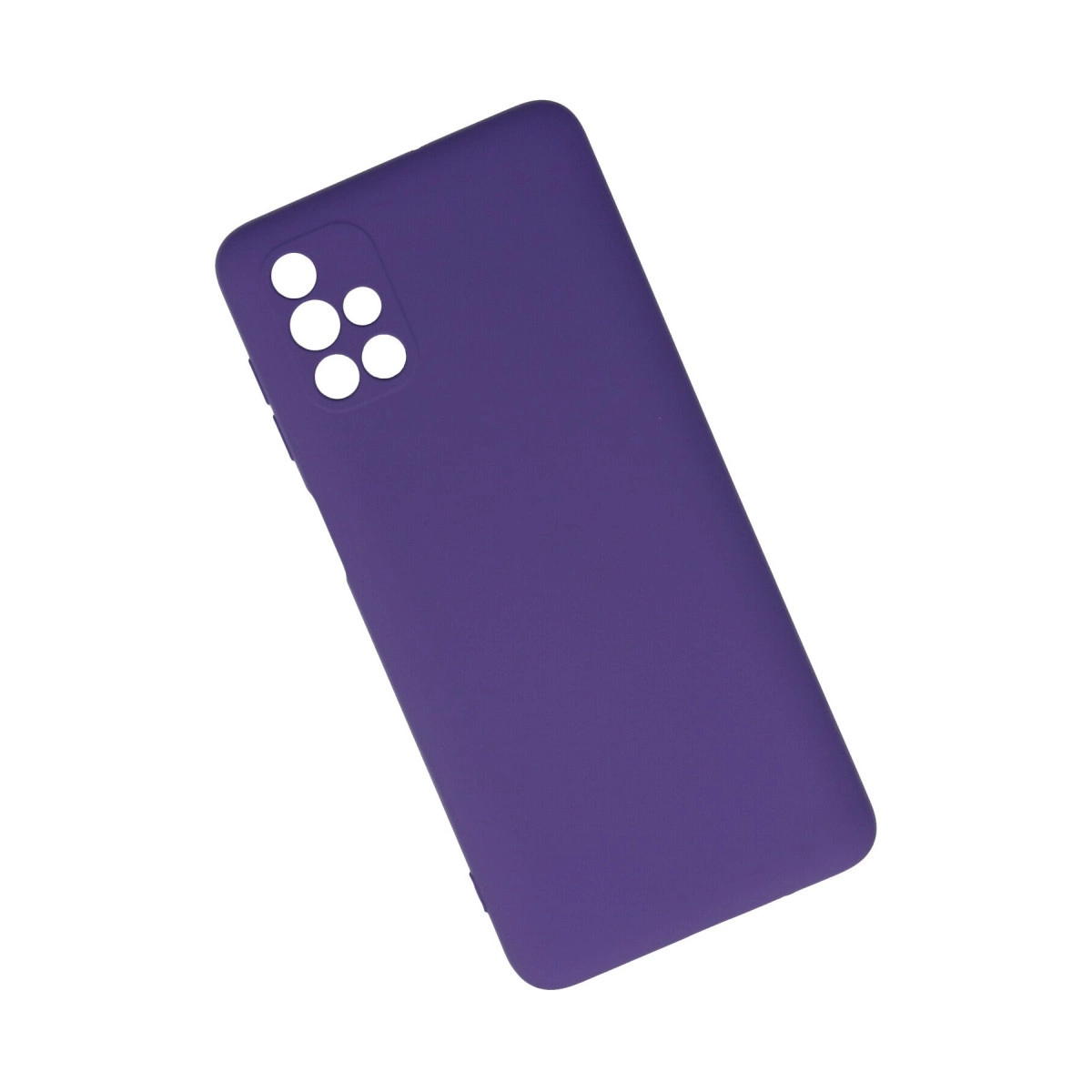 Sol üstte beş kamera lensi kesiği olan mor telefon kılıfı.