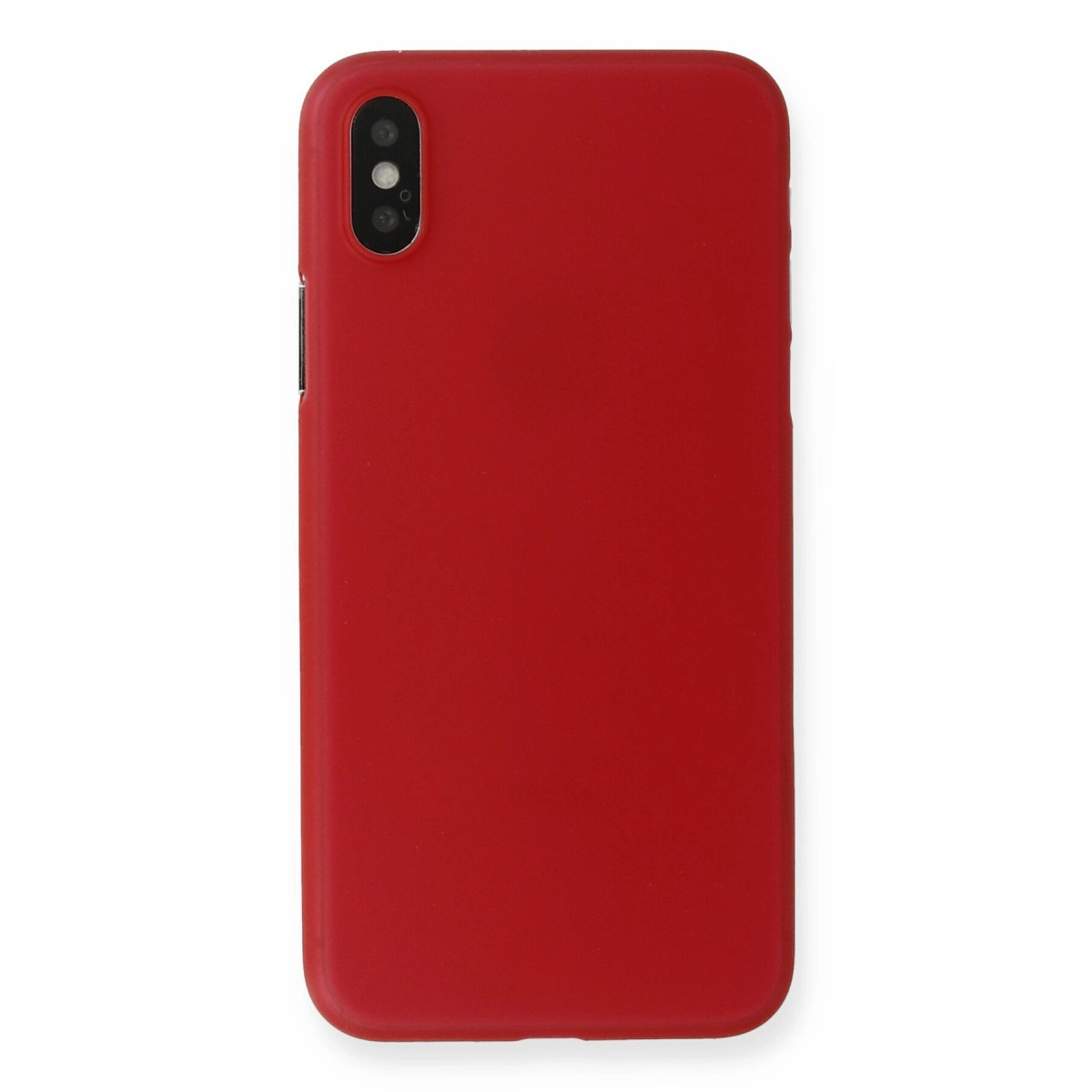 Sol üstte iki kamera lensli kırmızı telefon kılıfı.