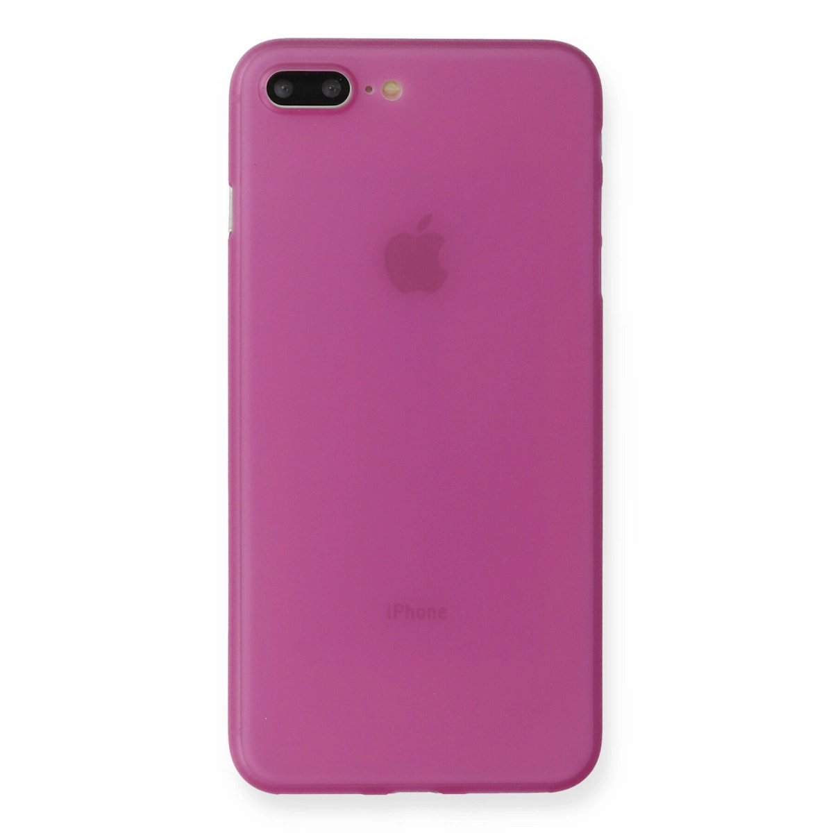Arkada iki kamera ve Apple logosu bulunan pembe bir iPhone.