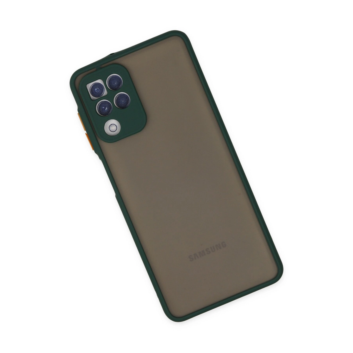 Dört kameralı ve Samsung logolu akıllı telefonun arkası.