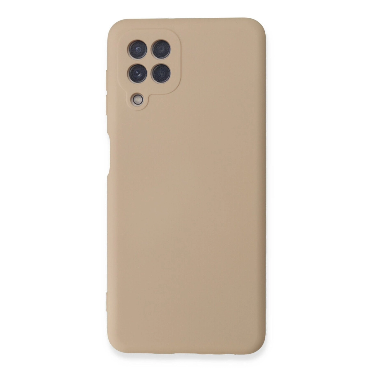 Arkada kamera modülü olan bej renkli telefon kılıfı.