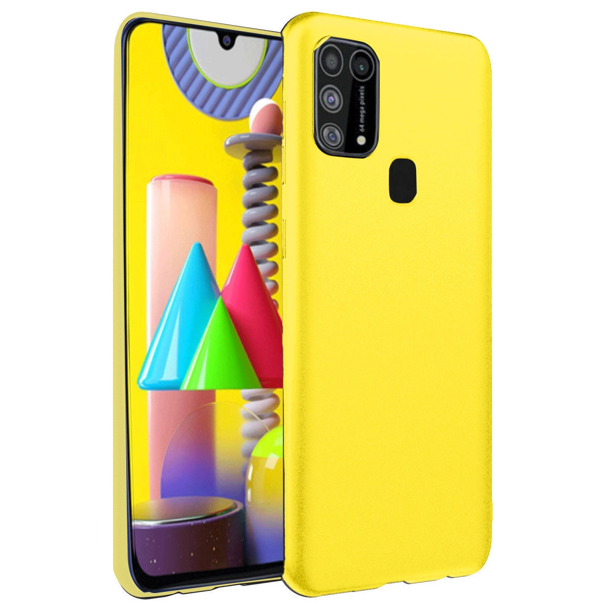 NEWFACE Samsung Galaxy M31 Uyumlu Nano İçi Kadife Silikon Telefon Kılıfı Sarı