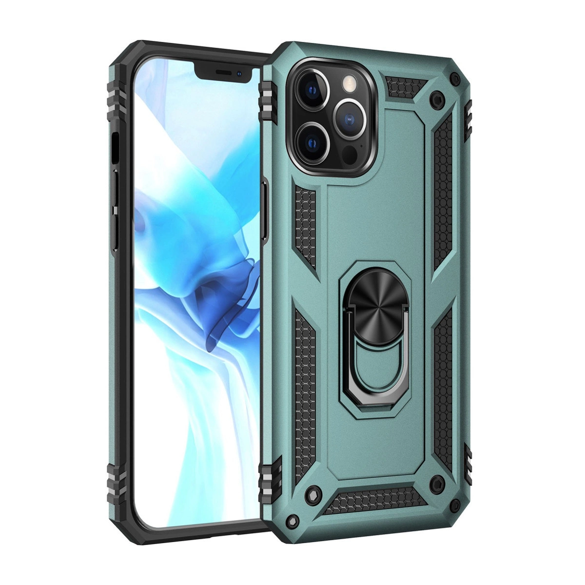 Halka tutuculu turkuaz telefon kılıfı.