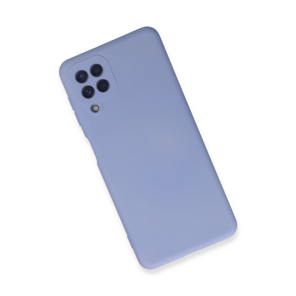 Lavanta rengi telefon kılıfı beyaz zeminde duruyor.