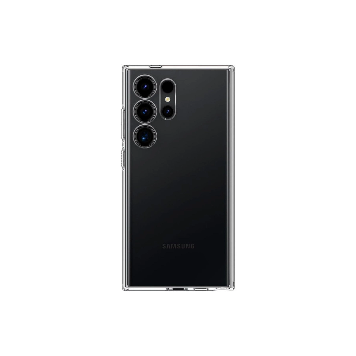Samsung telefonlu şeffaf kılıfın arkası.