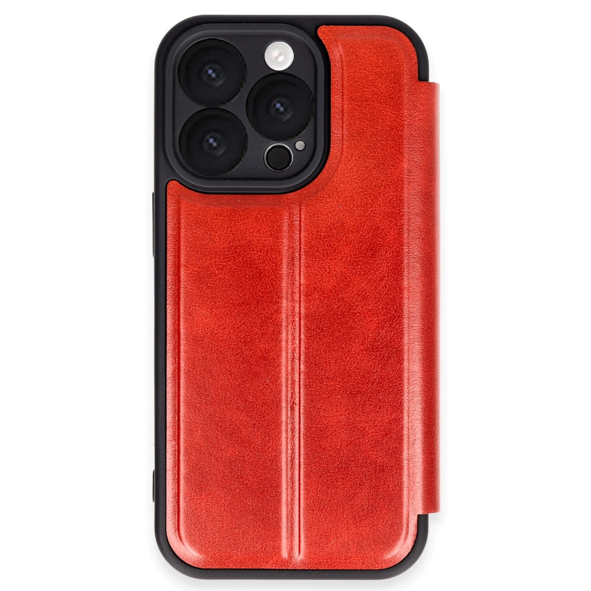 NEWFACE iPhone 16 Pro Uyumlu Flip Cover Telefon Kılıfı Kırmızı