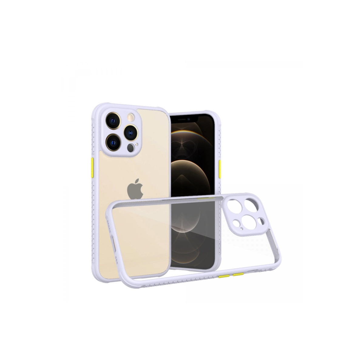 NEWFACE iPhone 13 Pro Uyumlu Miami Şeffaf Silikon Telefon Kılıfı Lila