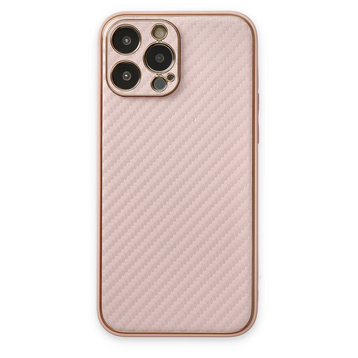 NEWFACE iPhone 13 Pro Uyumlu Coco Karbon Silikon Telefon Kılıfı Pembe