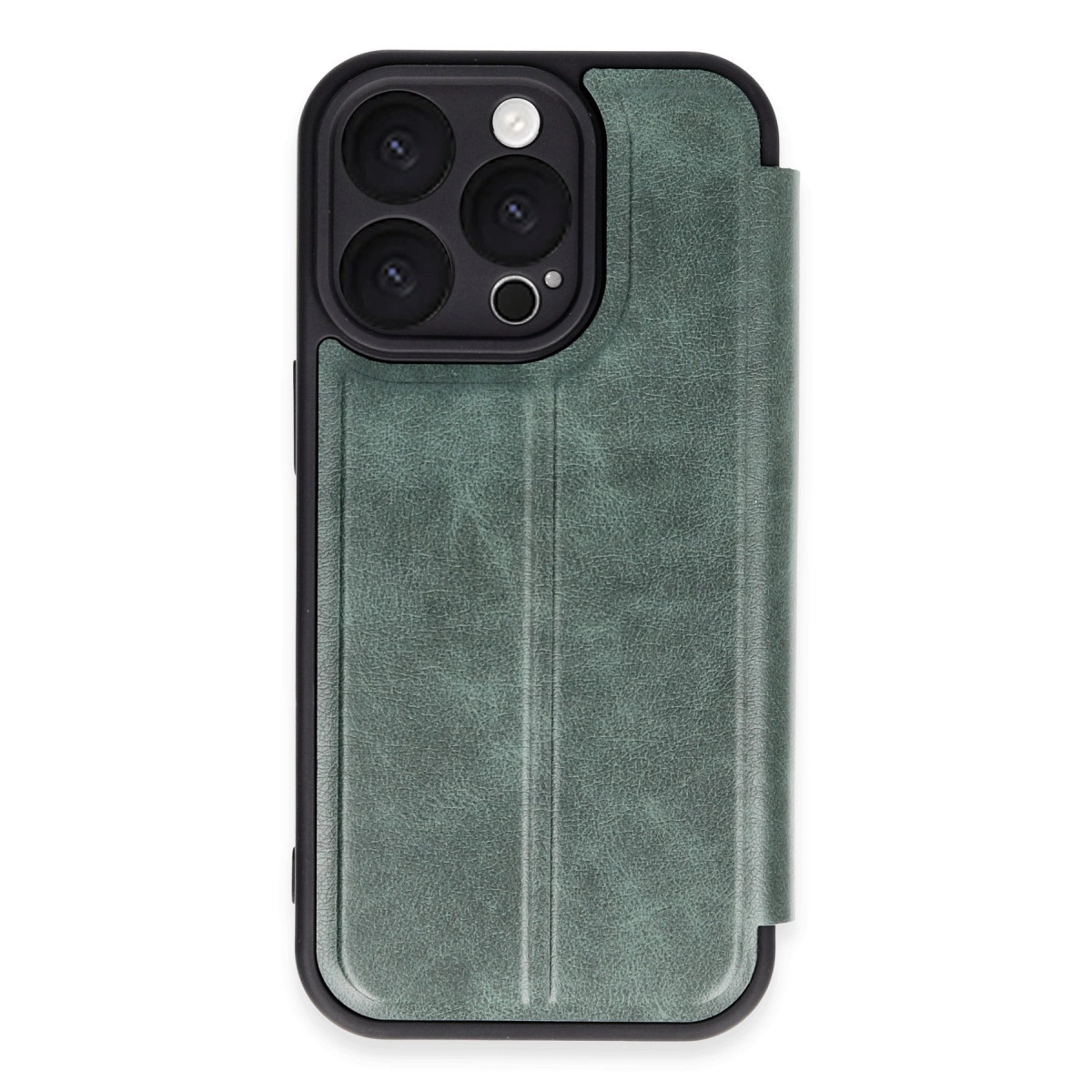 NEWFACE iPhone 16 Pro Max Uyumlu Flip Cover Telefon Kılıfı Koyu Yeşil