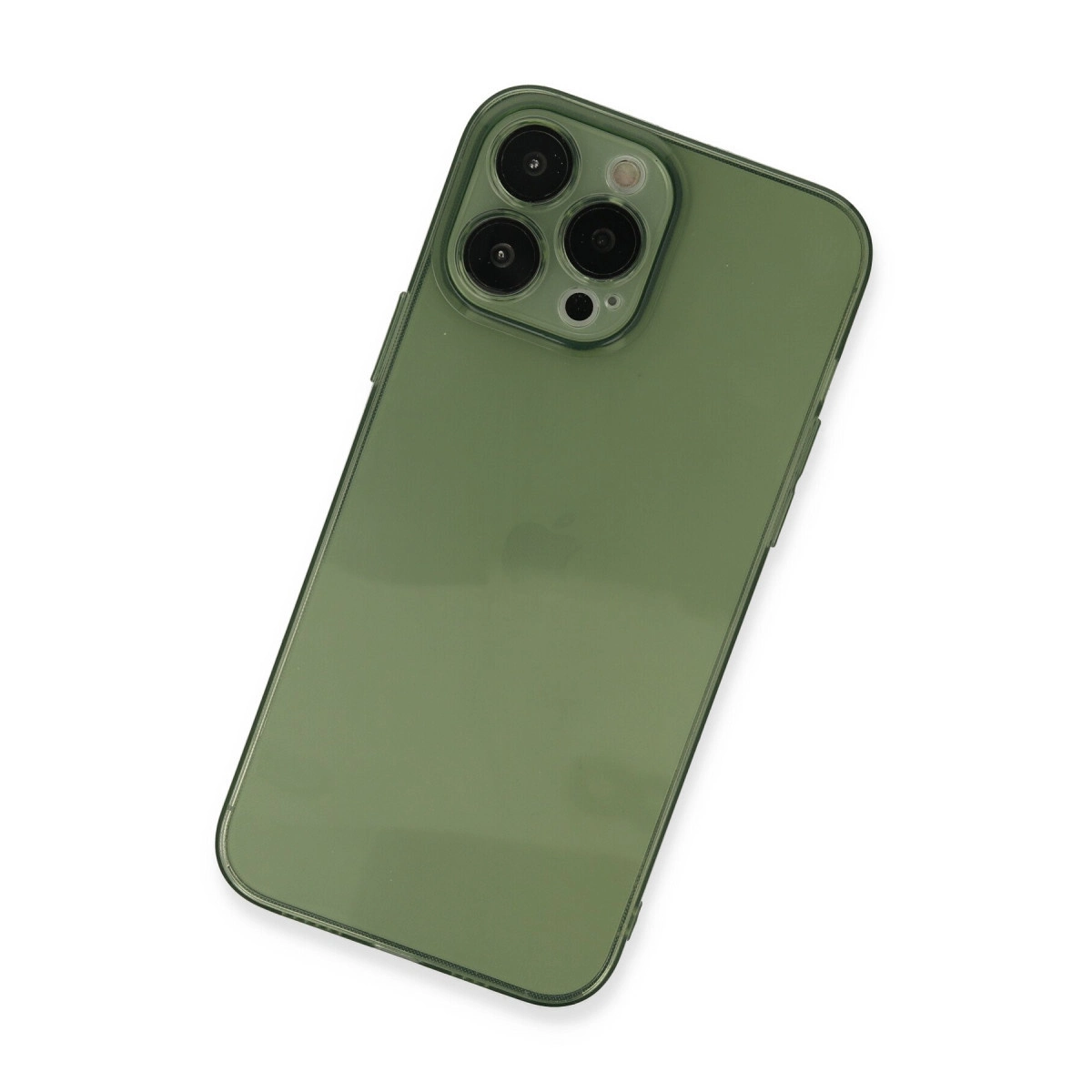 Üç kameralı yeşil akıllı telefon, beyaz arka plan üzerinde.