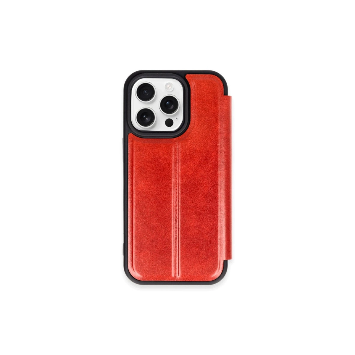 NEWFACE iPhone 15 Pro Max Uyumlu Flip Cover Telefon Kılıfı Kırmızı